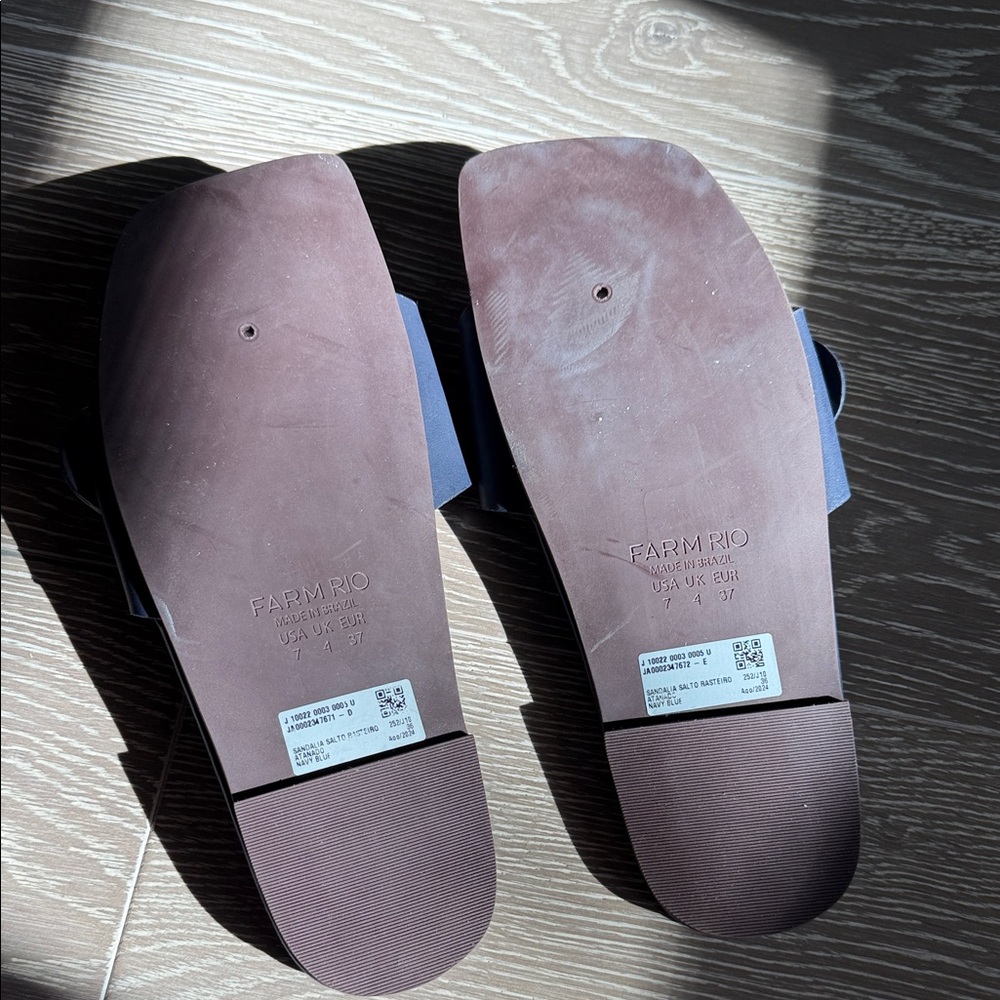 FARM Rio Navy Slide Sandals with Gold Buckle - Picture 7 of 10